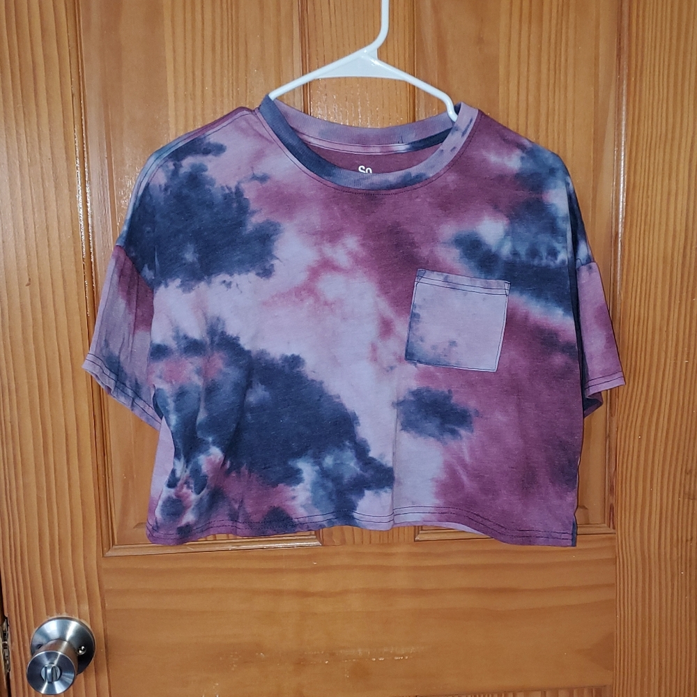 SO XS Purple Tie-Dye Crop Top